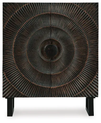 Fosterman Distressed Black 2-Door Accent Cabinet with Carved Doors 6