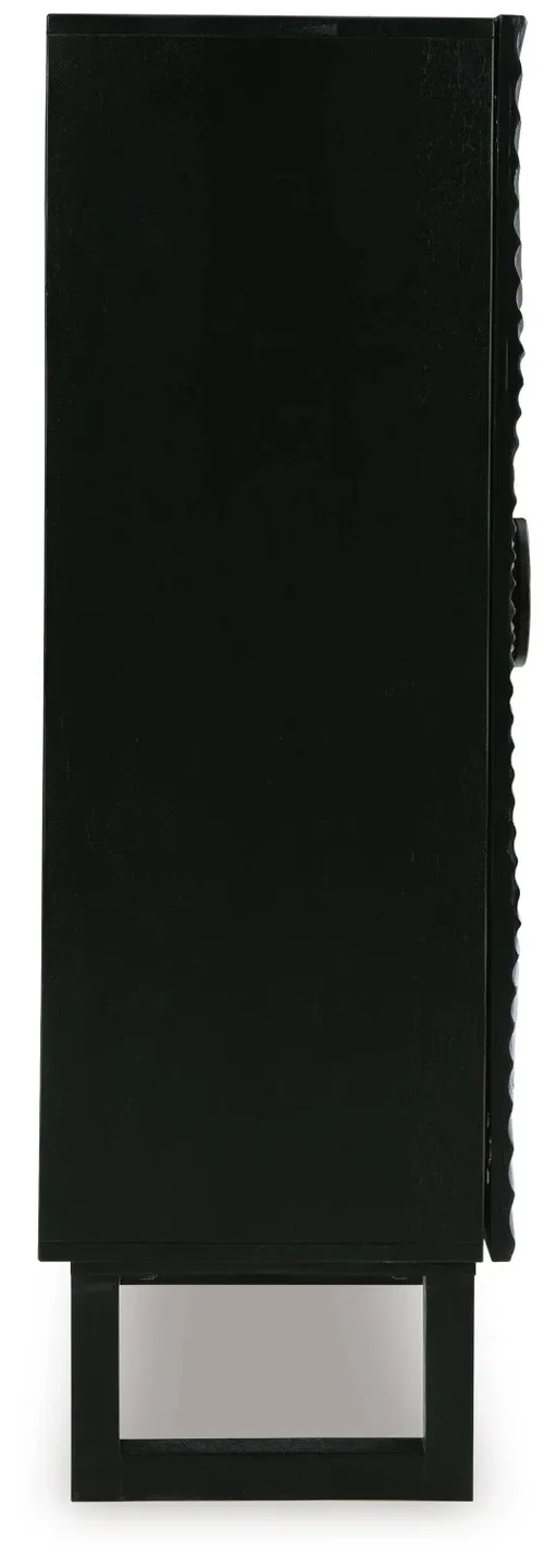 Fosterman Distressed Black 2-Door Accent Cabinet with Carved Doors 9
