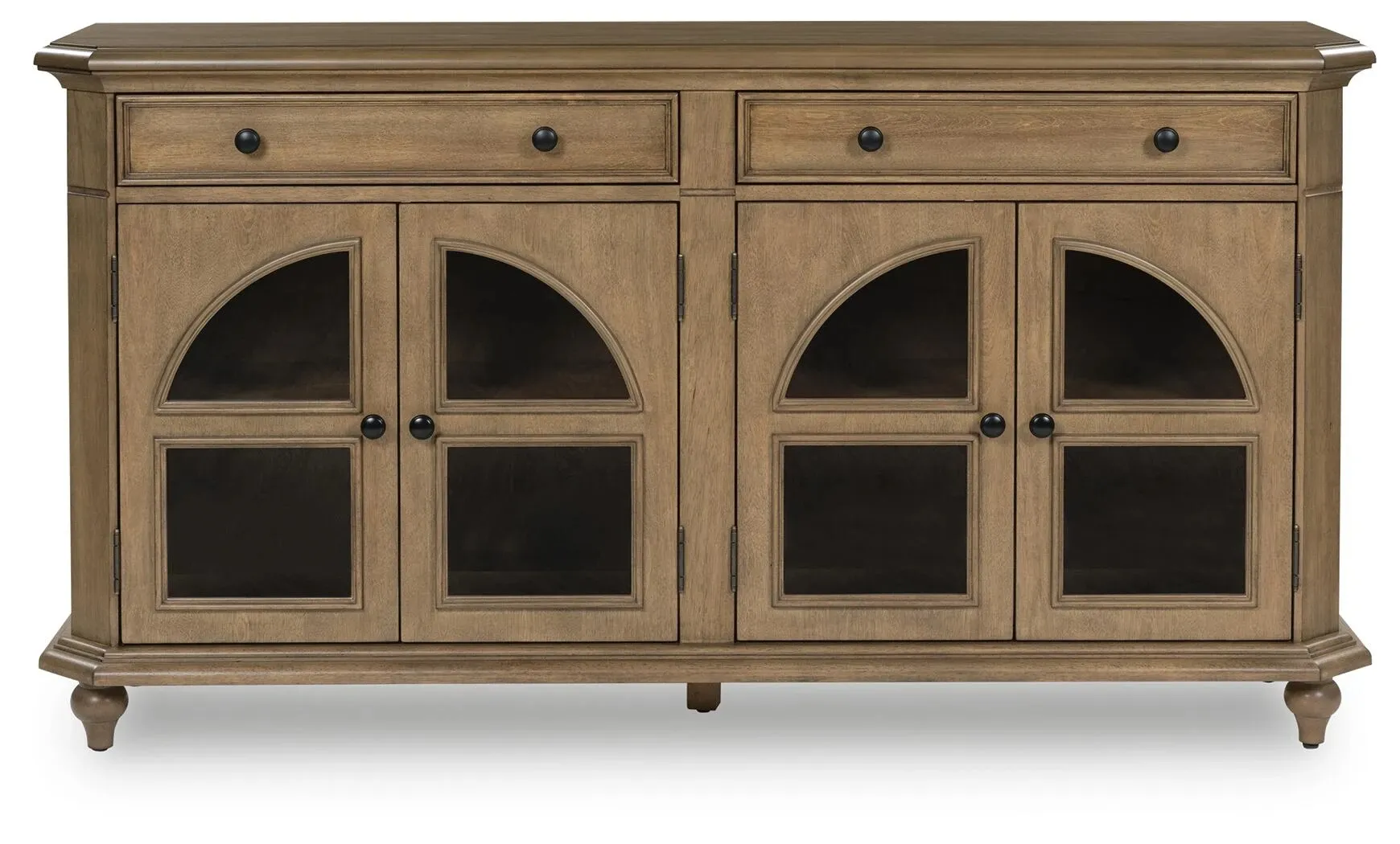 Barlomore Light Brown Accent Cabinet with Arched Glass Doors 7