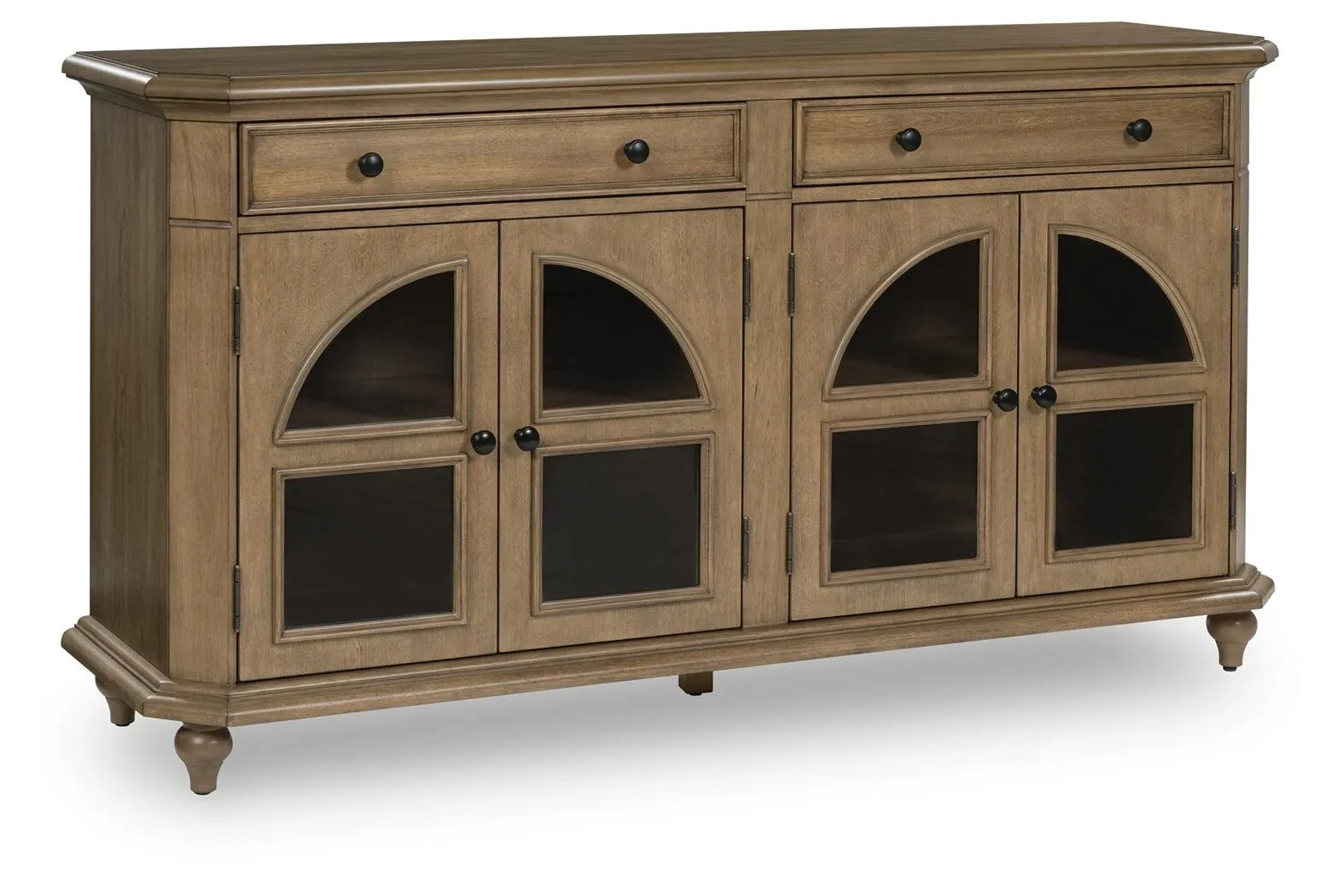 Barlomore Light Brown Accent Cabinet with Arched Glass Doors 8