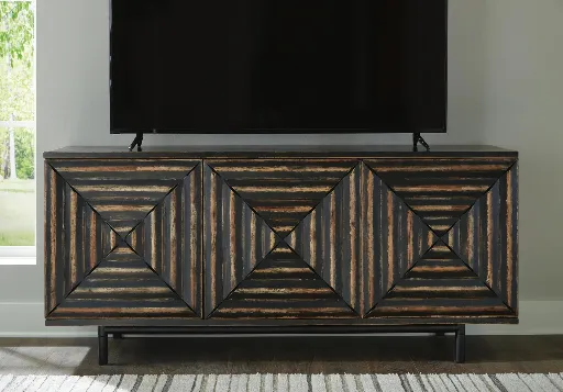 Fair Ridge Distressed Black 3-Door Accent Cabinet 3