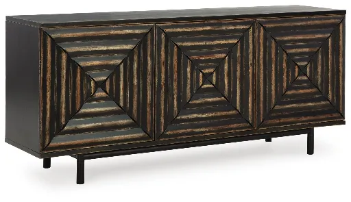 Fair Ridge Distressed Black 3-Door Accent Cabinet 4