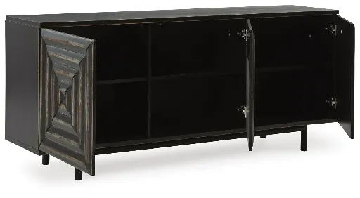 Fair Ridge Distressed Black 3-Door Accent Cabinet 6