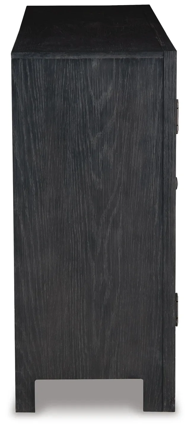 Lenston Black 3-Door Accent Cabinet with Glass Doors 9