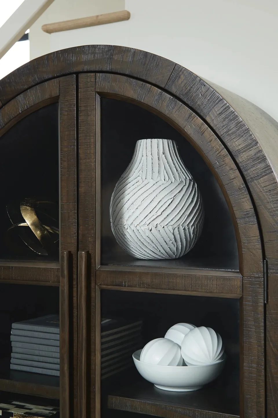 Benhall Dark Brown Accent Cabinet with Glass Doors 2