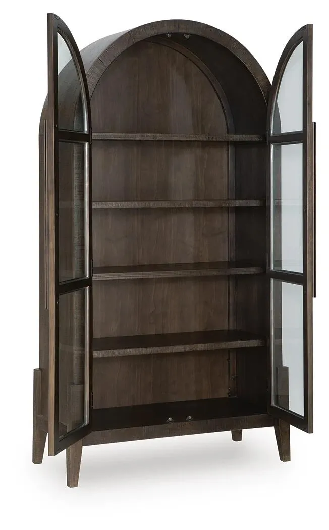 Benhall Dark Brown Accent Cabinet with Glass Doors 3