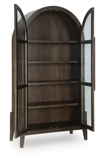 Benhall Dark Brown Accent Cabinet with Glass Doors 3