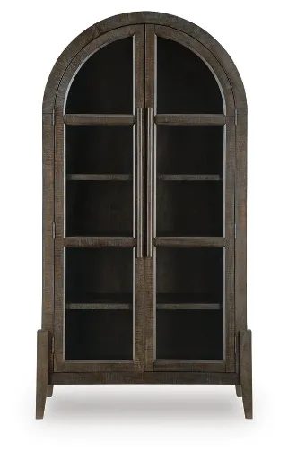 Benhall Dark Brown Accent Cabinet with Glass Doors 5
