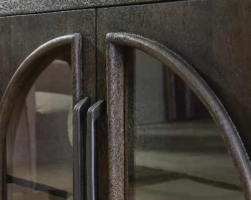 Dreley Two-Tone 4-Door Accent Cabinet with Arched Glass 4