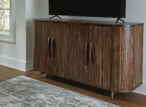 Amickly Mango Wood Accent Cabinet with Fluted Doors 3