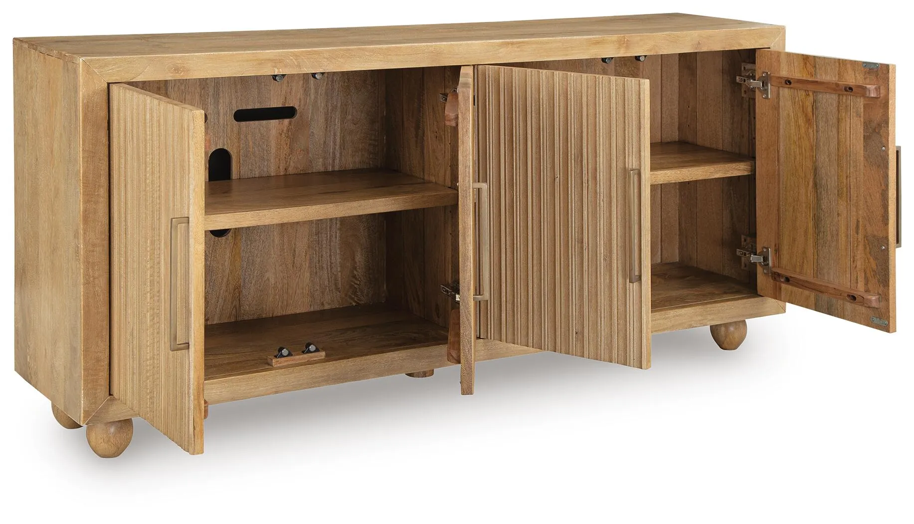 Niam Mango Wood 4-Door Accent Cabinet 4