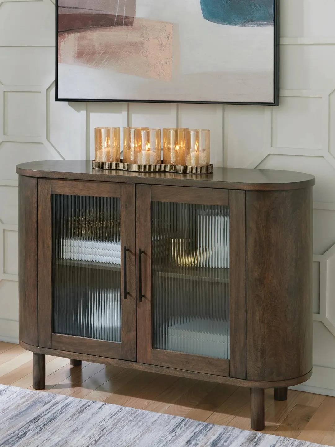 Mayridge Mango Wood Accent Cabinet with Fluted Glass Doors 2
