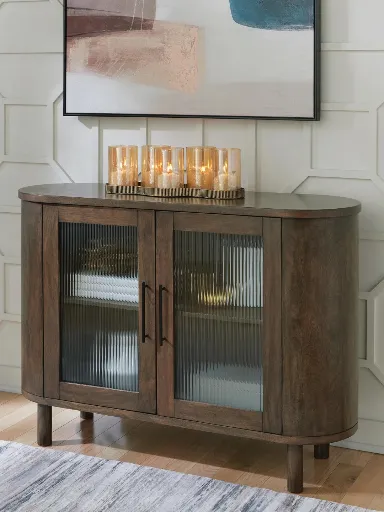 Mayridge Mango Wood Accent Cabinet with Fluted Glass Doors 2