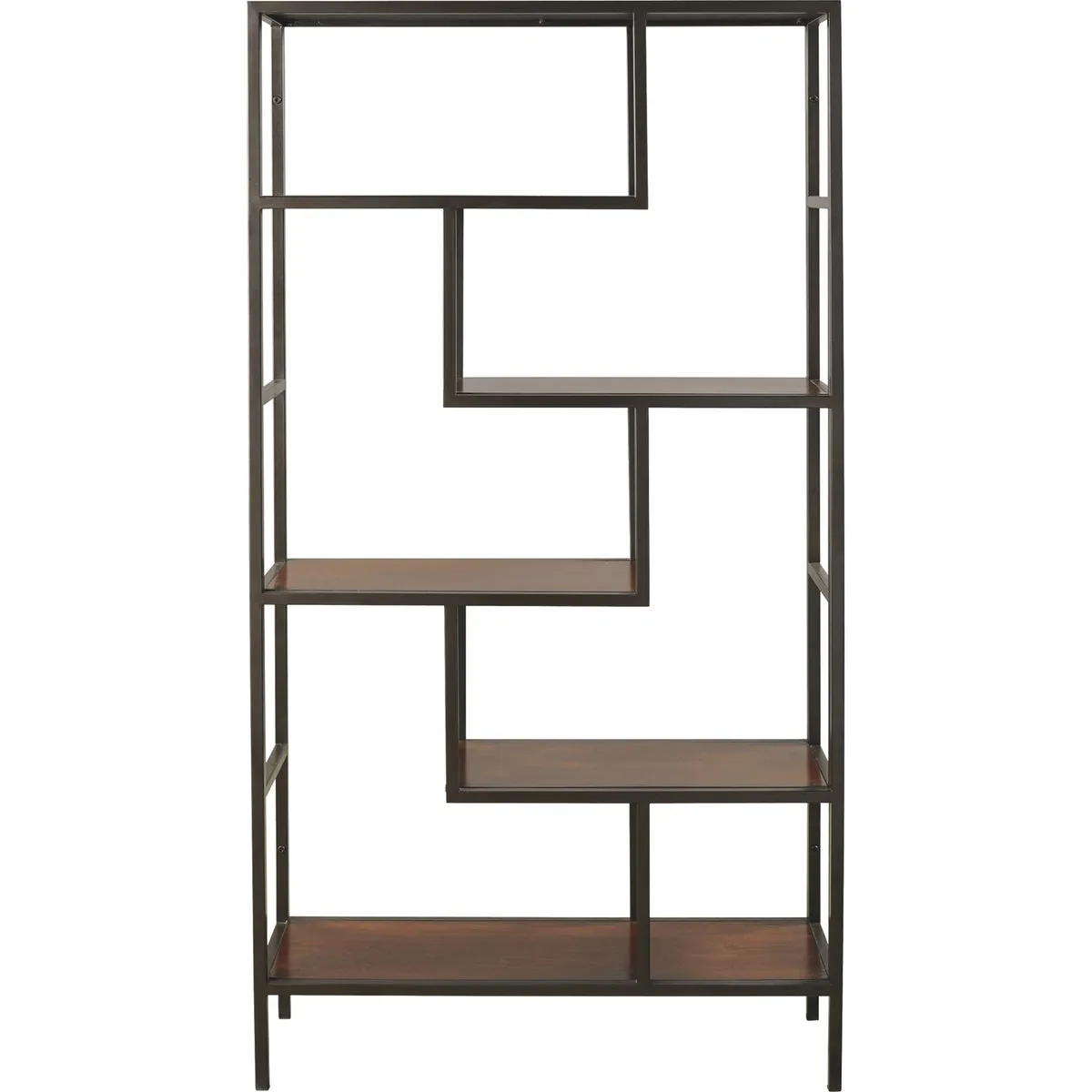 Gold Metal Geometric Bookcase with Glass Shelves 3