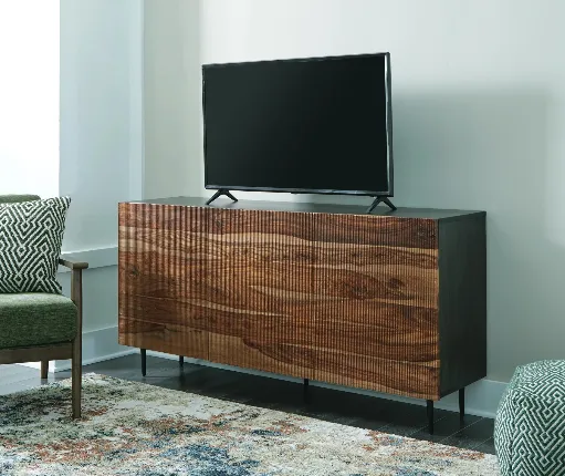 Darrey Mid-Century Fluted 3-Door Accent Cabinet 4