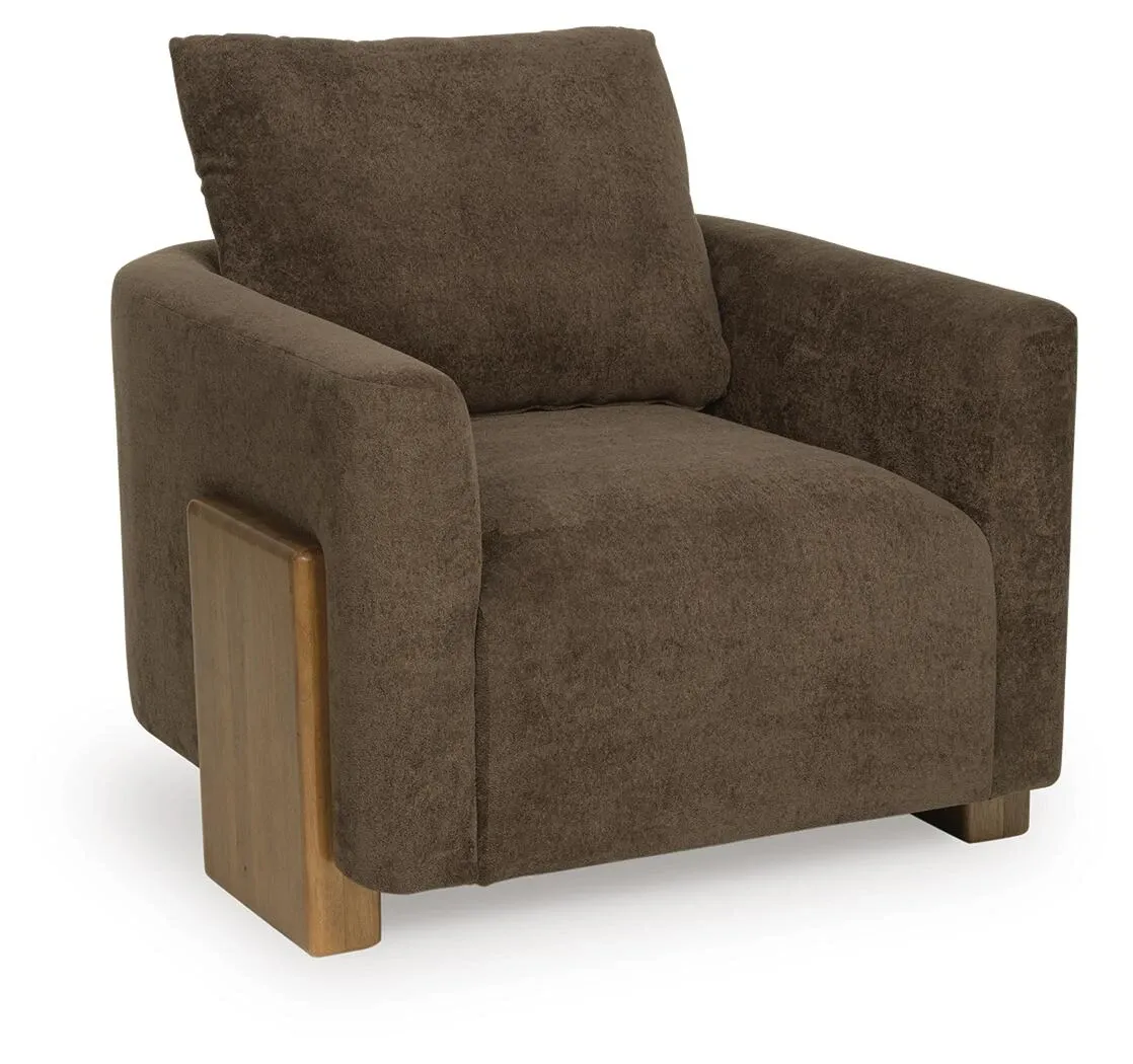 Dairlett Chocolate Brown Accent Chair with Solid Wood Legs 3
