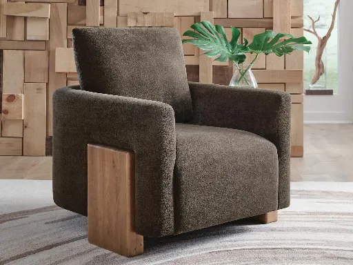 Dairlett Chocolate Brown Accent Chair with Solid Wood Legs 5