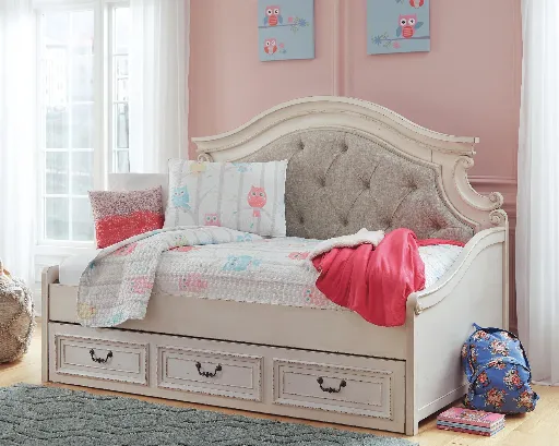 Realyn Chipped White Twin Daybed with Large Storage Drawer 2
