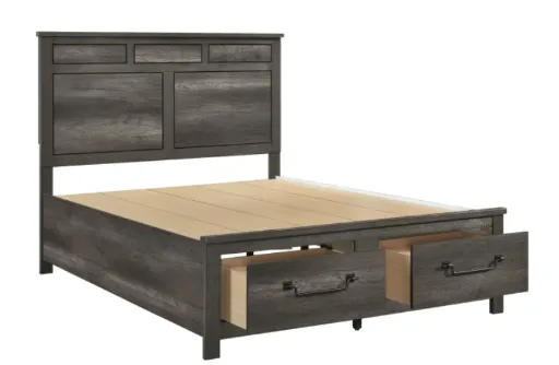 Gray King Storage Bed with 2 Footboard Drawers 2