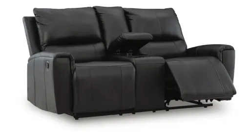 Glossmore Black Double Reclining Loveseat with Console 3