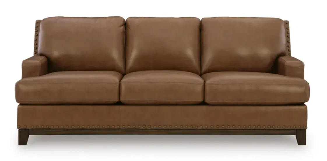 Saonara Leather Sofa with Nailhead Trim 3