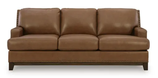 Saonara Leather Sofa with Nailhead Trim 3