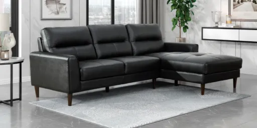 Lewes Contemporary Leather Sectional with Right-Facing Chaise 2