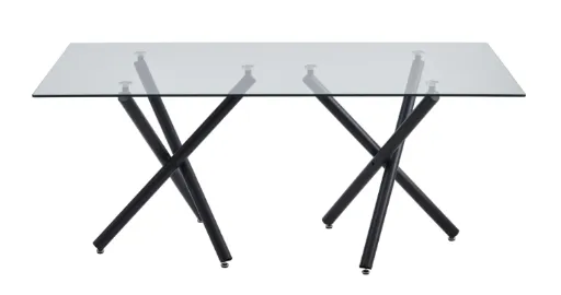 Avery Glass Top 7-Piece Dining Set with Grey Upholstered Chairs 4