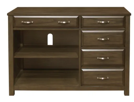 Benson Brown-Gray Office Desk with Drawers and Cubbies 4