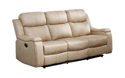 Sutton Buff Microfiber Reclining Sofa with Hidden Cupholders 4