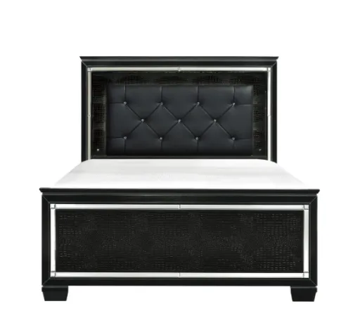 Noir Luxe Black 6-Piece Queen Bedroom Set with LED Lighting 5