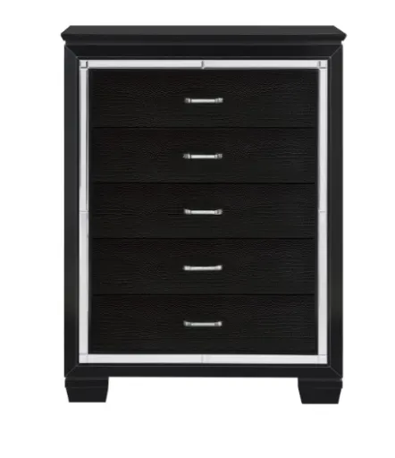 Noir Luxe Black 6-Piece Queen Bedroom Set with LED Lighting 6