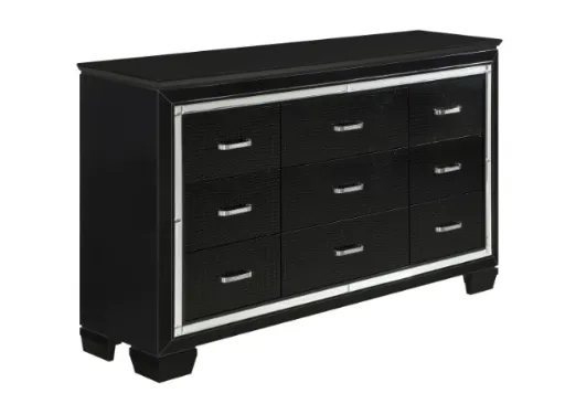 Noir Luxe Black 6-Piece Queen Bedroom Set with LED Lighting 7