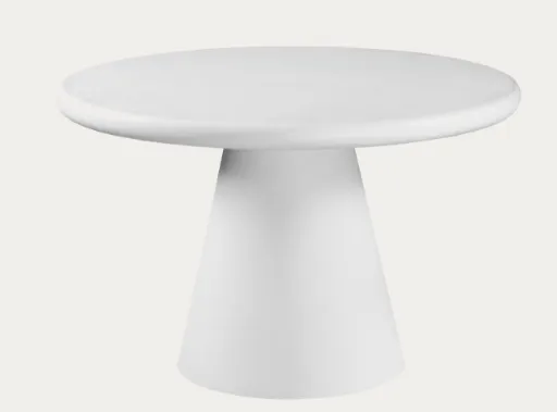 Modern White Cement Round Pedestal Dining Set 5