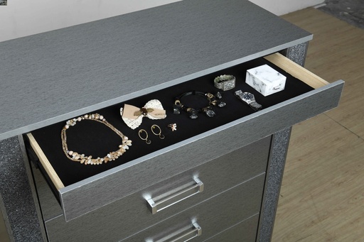 Logan Silver Chest of Drawers with Hidden Jewelry Drawer 2