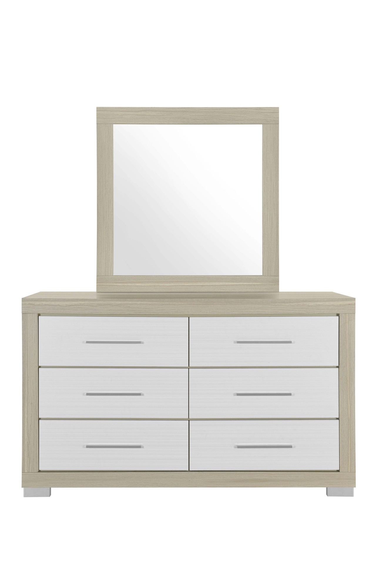 Emma (Black-Grey) 6-Drawer Dresser with Mirror 2