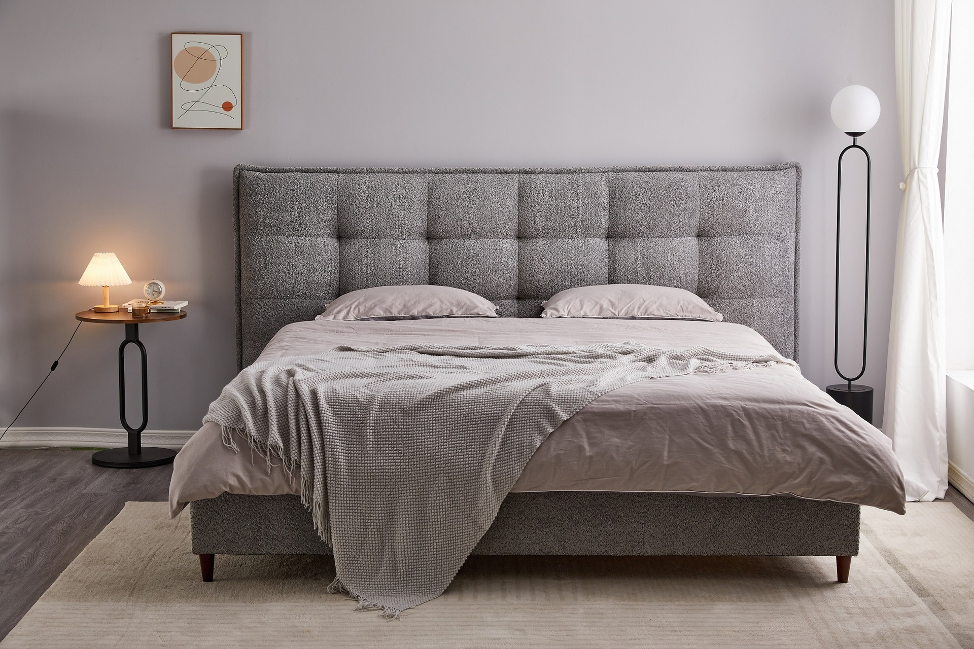 Kentwood Boucle Biscuit-Tufted Bed 2
