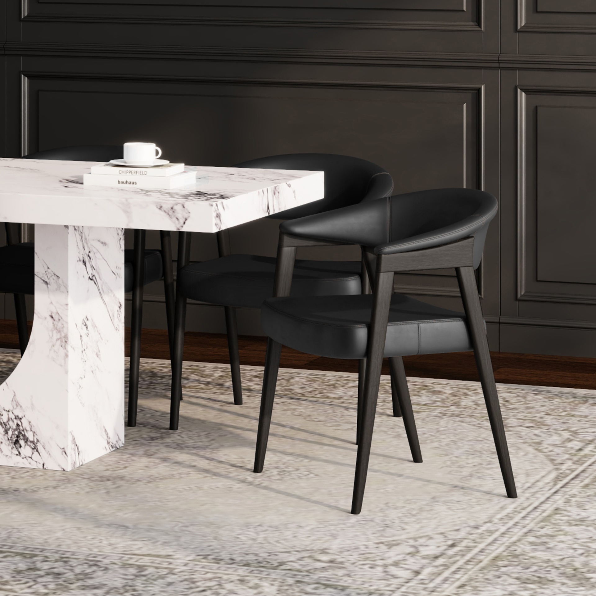 Bexley Black Leatherette Dining Armchair 2