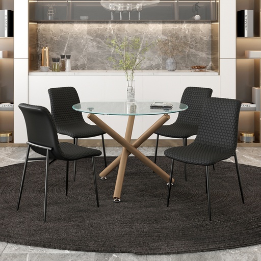 Brixx Black Leatherette Dining Chair with Honeycomb Stitching 2