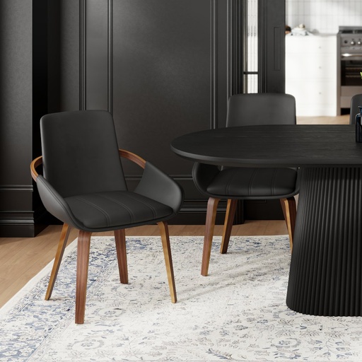 Caspian Black Leatherette Dining Chair with Walnut Bentwood Legs 2