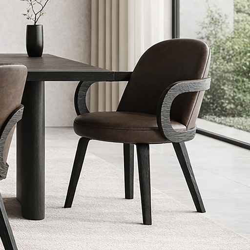 Celest Brown Leatherette Dining Chair with Walnut Bentwood Frame 2