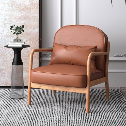 Fani Saddle Leatherette Accent Chair with Walnut Frame 2