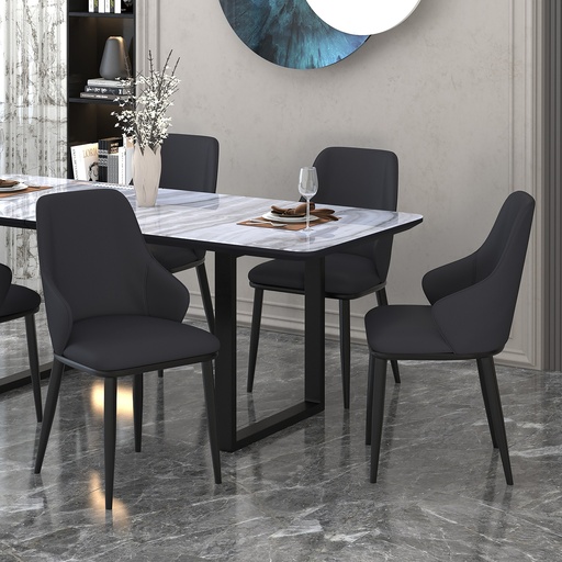 Kash Black High Back Dining Armchair, Premium Performance Leatherette 2