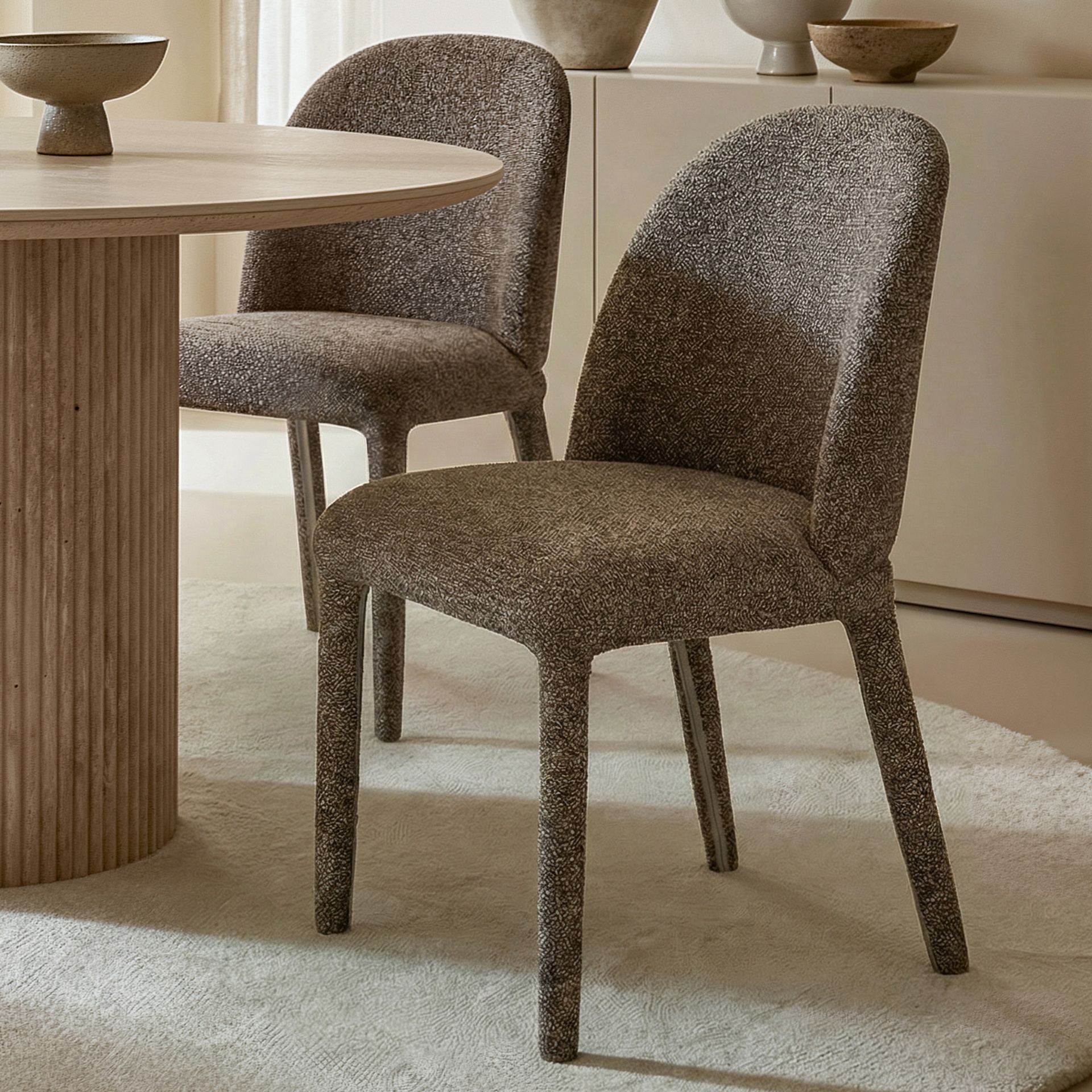 Kiara Brown Fabric Upholstered Dining Chair 2