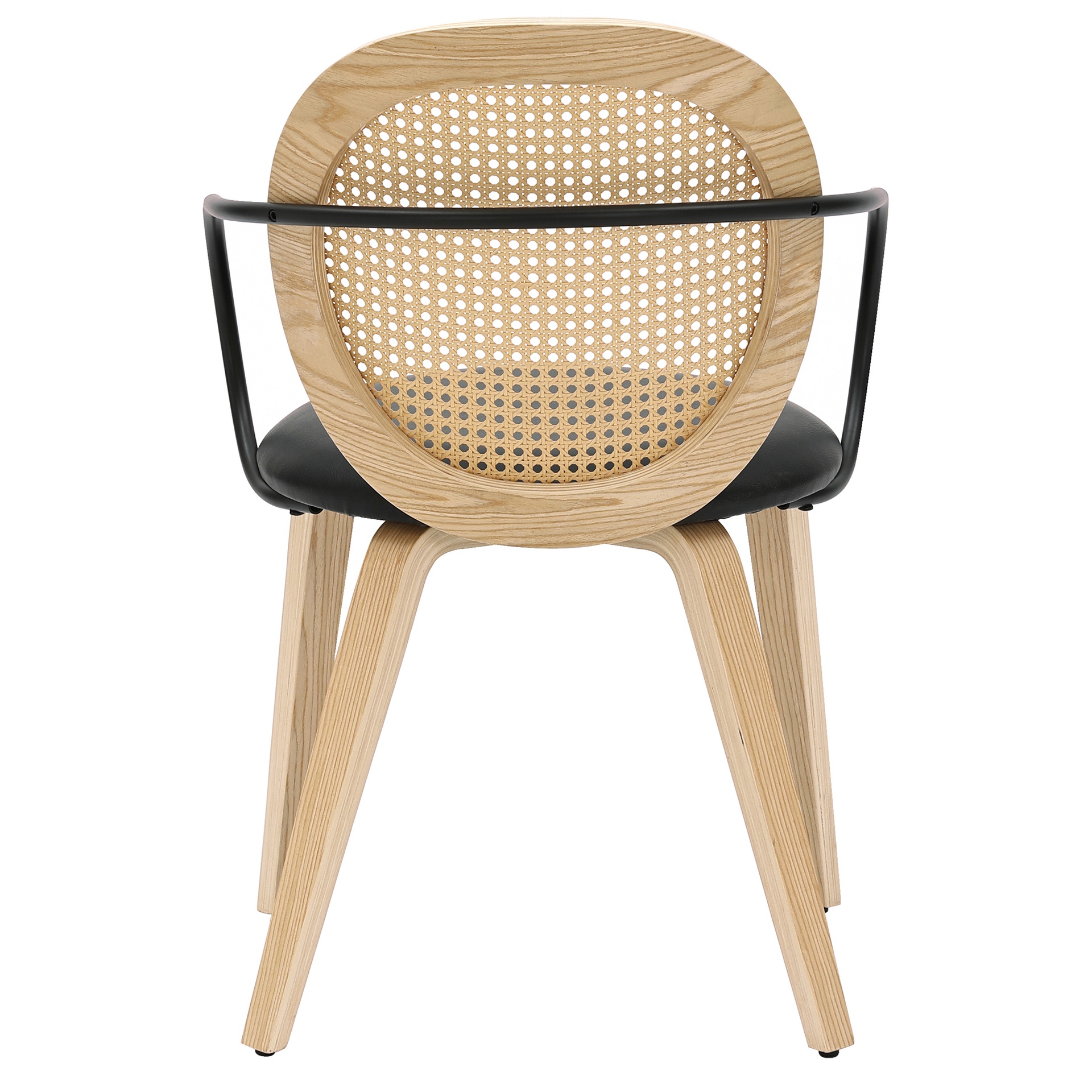 Orias Light Oak Bentwood Dining Arm Chair with Faux Rattan Back 3