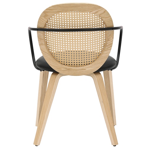 Orias Light Oak Bentwood Dining Arm Chair with Faux Rattan Back 3