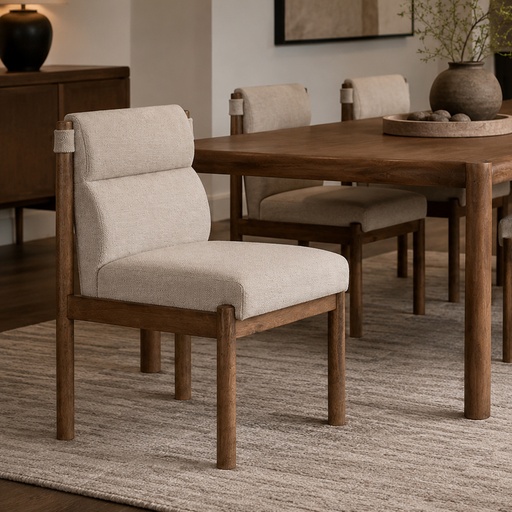 Sarine Beige and Walnut Upholstered Dining Chair 2