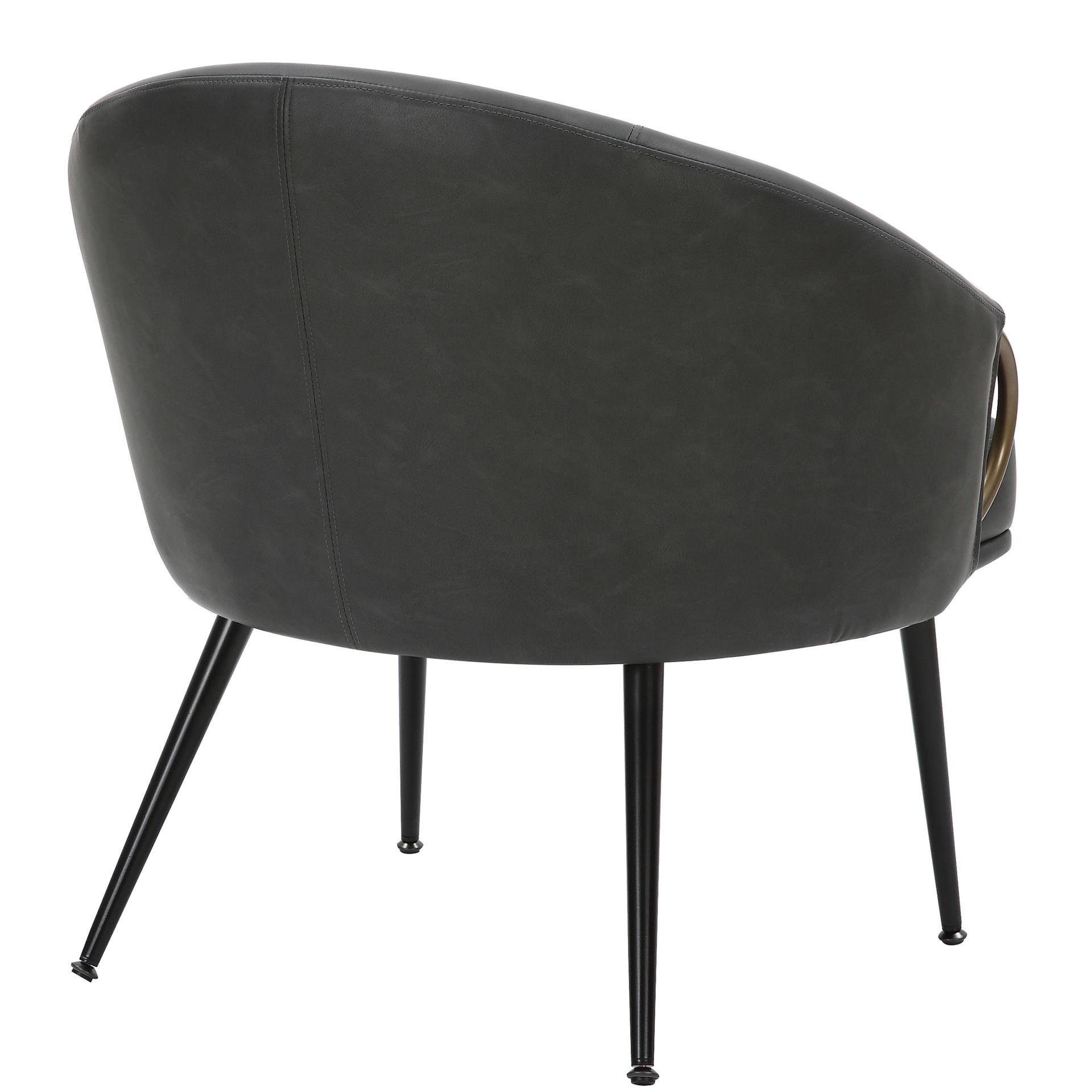 Zita Vintage Charcoal Leatherette Bucket Accent Chair 3