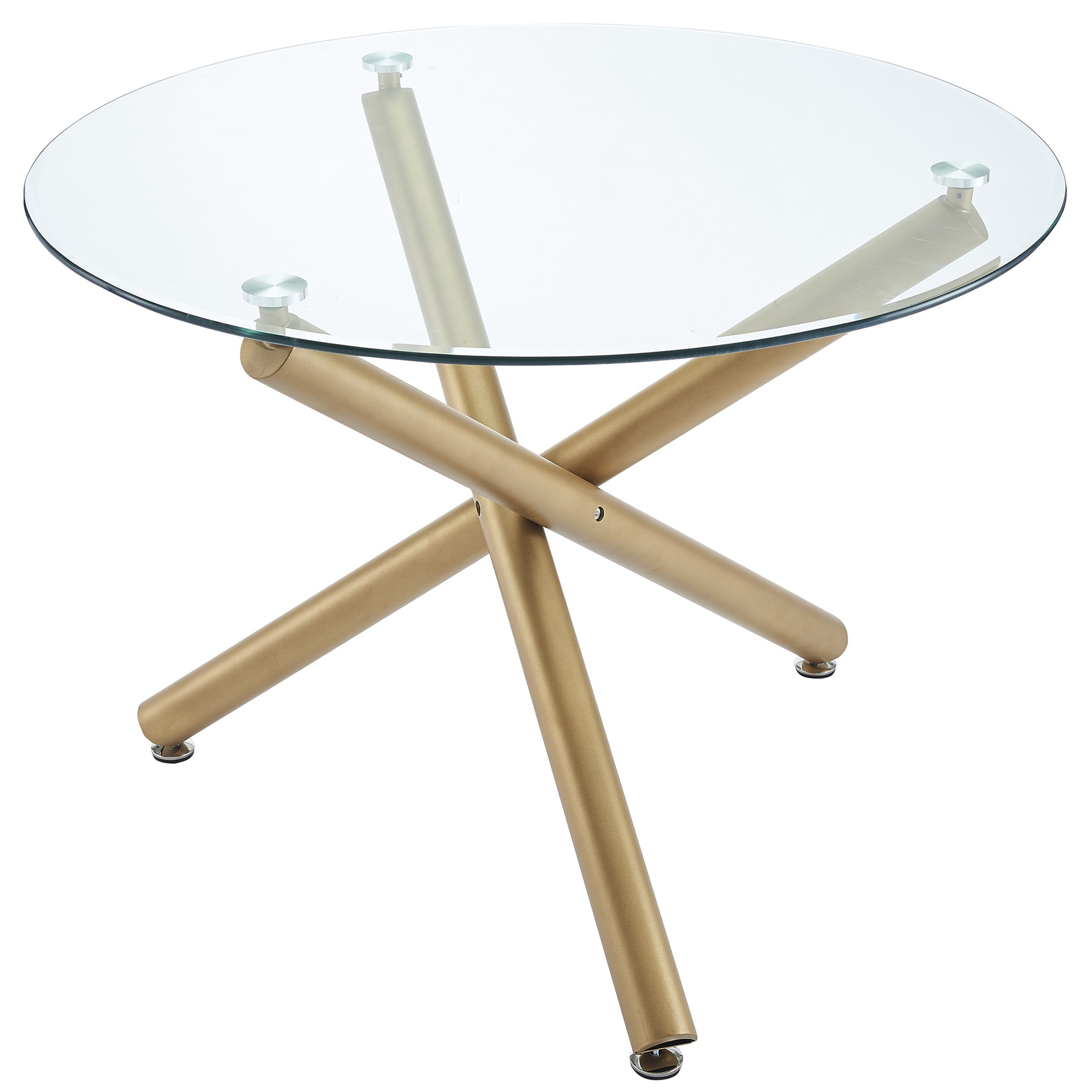 Carmilla Aged Gold Round Glass Dining Table, 40" 3