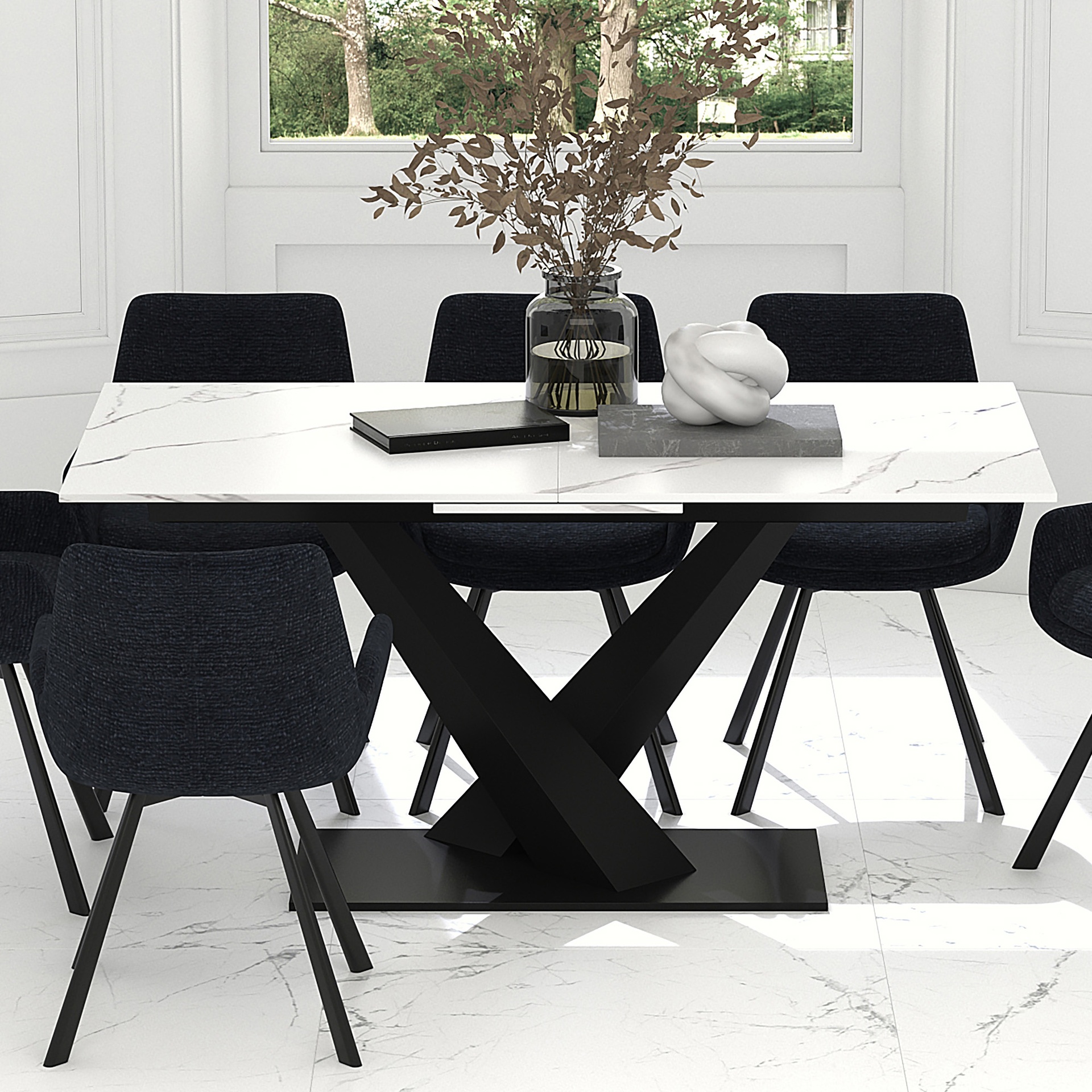 Julius White Extendable Sintered Stone Dining Table 2